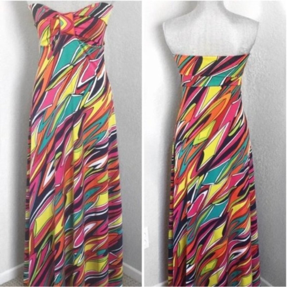 Frou Frou Multicolor Strapless Dress Small